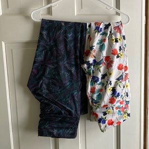 Set of patterned leggings floral and fireworks